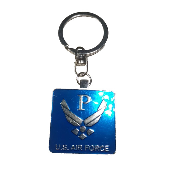 U. S . Air Force Metal Keychain Blue Silver Tone Heavy Duty - Picture 1 of 3
